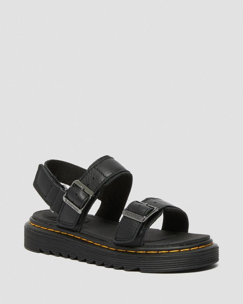 Kids\' Dr Martens Junior Kyle Leather Sandals Black | AU 721ZUT